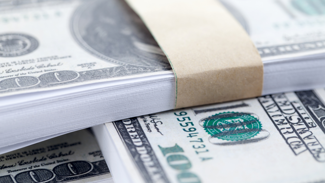 Big pile of money in a macro image