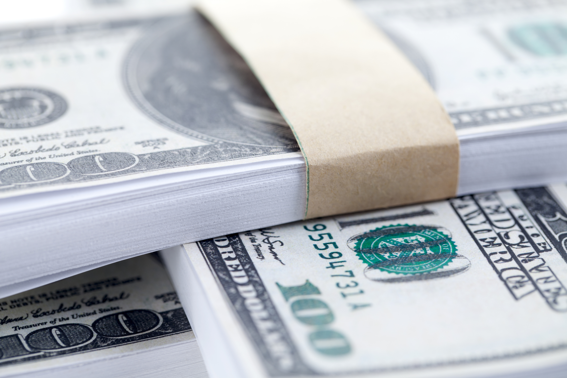 Big pile of money in a macro image